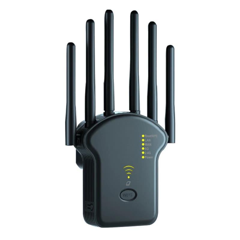 Ripetitore WiFi 1200M/300M, Amplificatore di Segnale Wireless Dual Band 5G/2.4G, Ripetitore di Rete a Lungo Raggio per Router Domestico, Spina US/EU