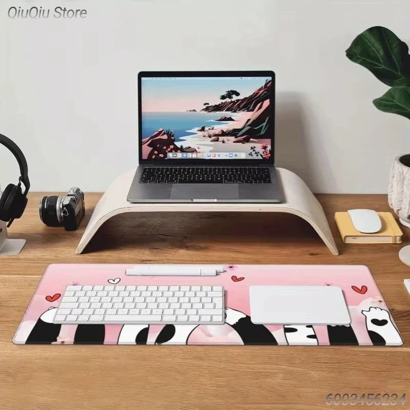 Tappetino per Mouse da Gaming Kawaii a Forma di Zampa di Gatto Rosa, Tappetino da Scrivania Antiscivolo in Gomma per Ragazze e Amanti dei Gatti