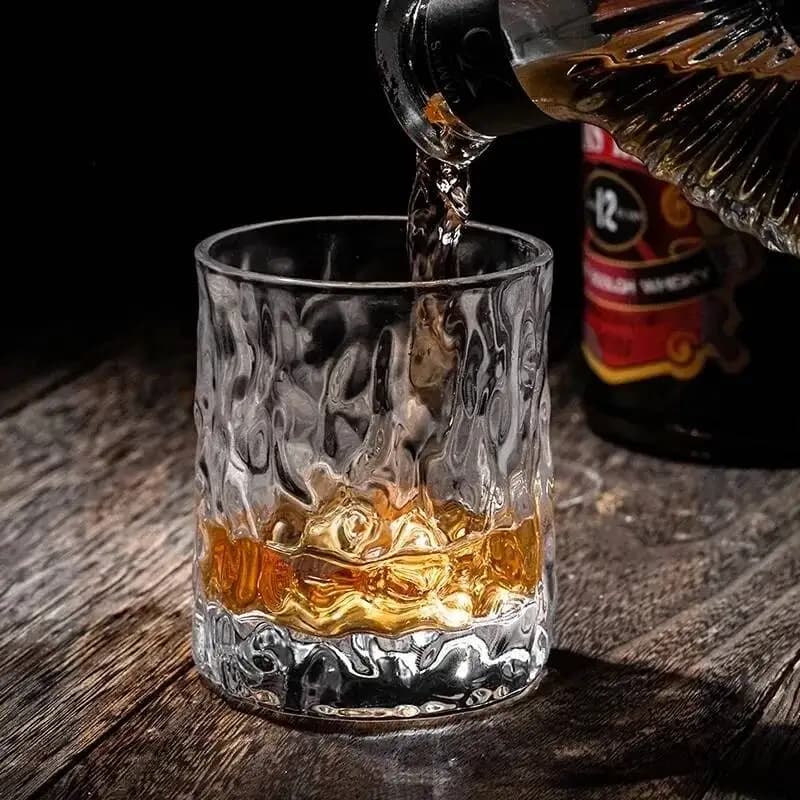 Giapponese EDO First Snow Old Fashioned Glass Whisky Cup confezione regalo in legno Whisky Thick Crystal Hammer bicchiere da vino pesante boccale di birra