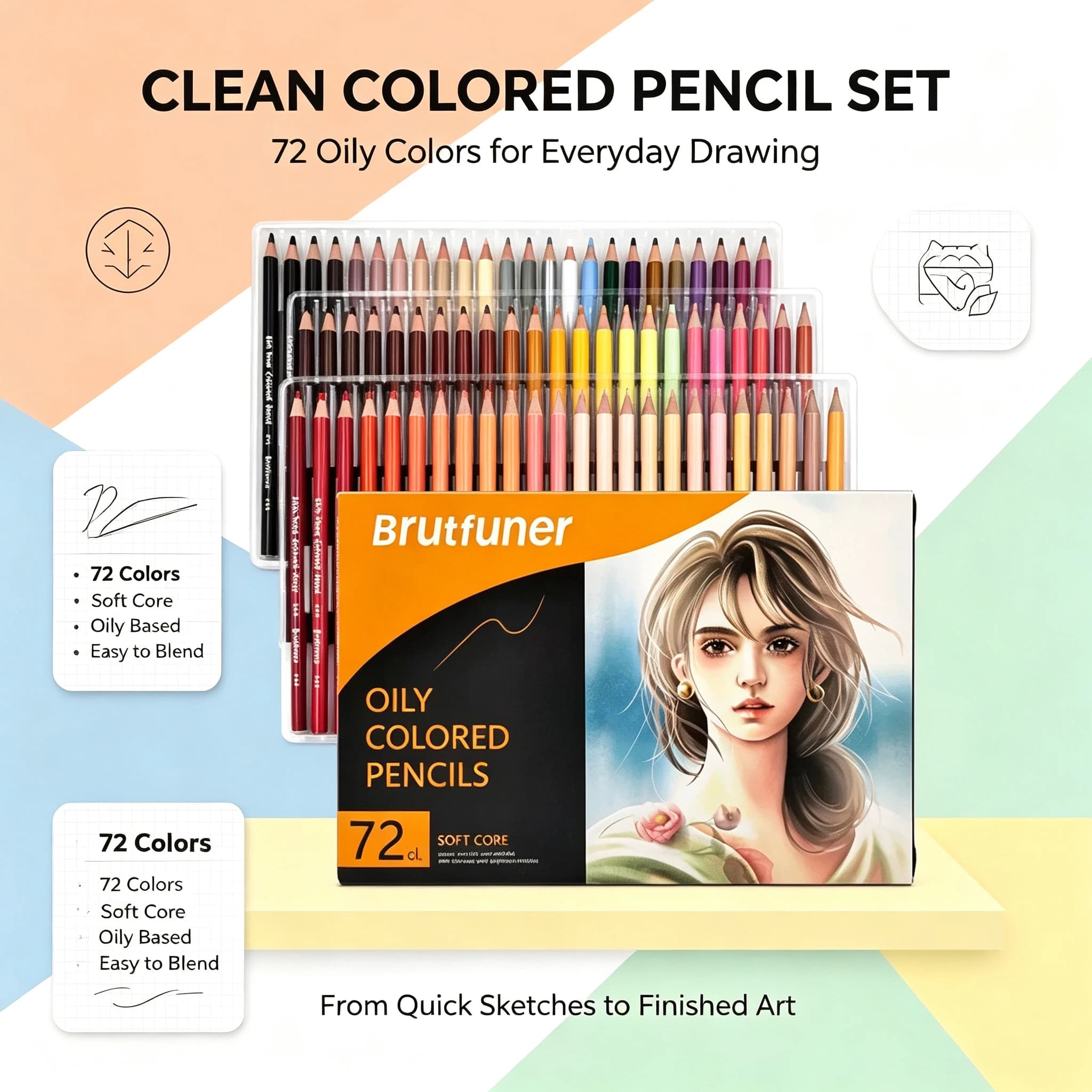 50/72 Colors Oily Wooden Colored Pencils Set Wood Professional Artist Painting Drawing Sketch Art Design Student Supplies