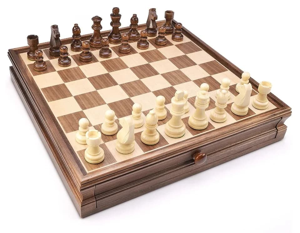 Walnut solid wood chess set wooden with drawers/high-end solid wood chess box
