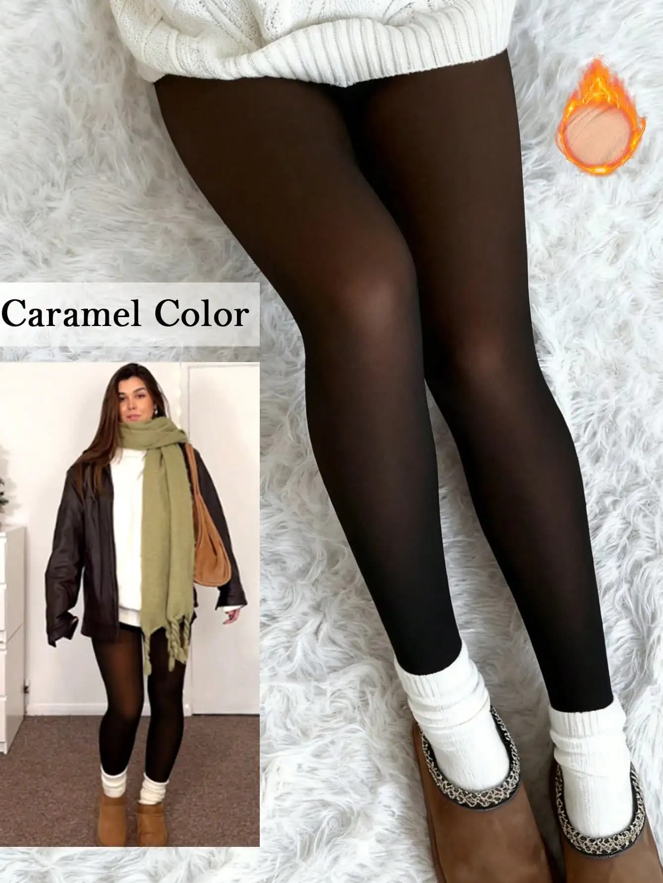 Leggings Termici Foderati in Pile per Donne, Sexy Leggings Trasparenti e Caldi, Adatti a Persone di Diversi Colori di Pelle