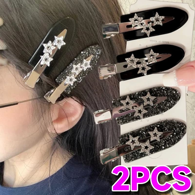 Korean Style Hair Clip Glitter Diamond Stars Barrettes Y2K Fashion Side Clip Bangs Hairpin Accessories Headwear Metal Hair Clip