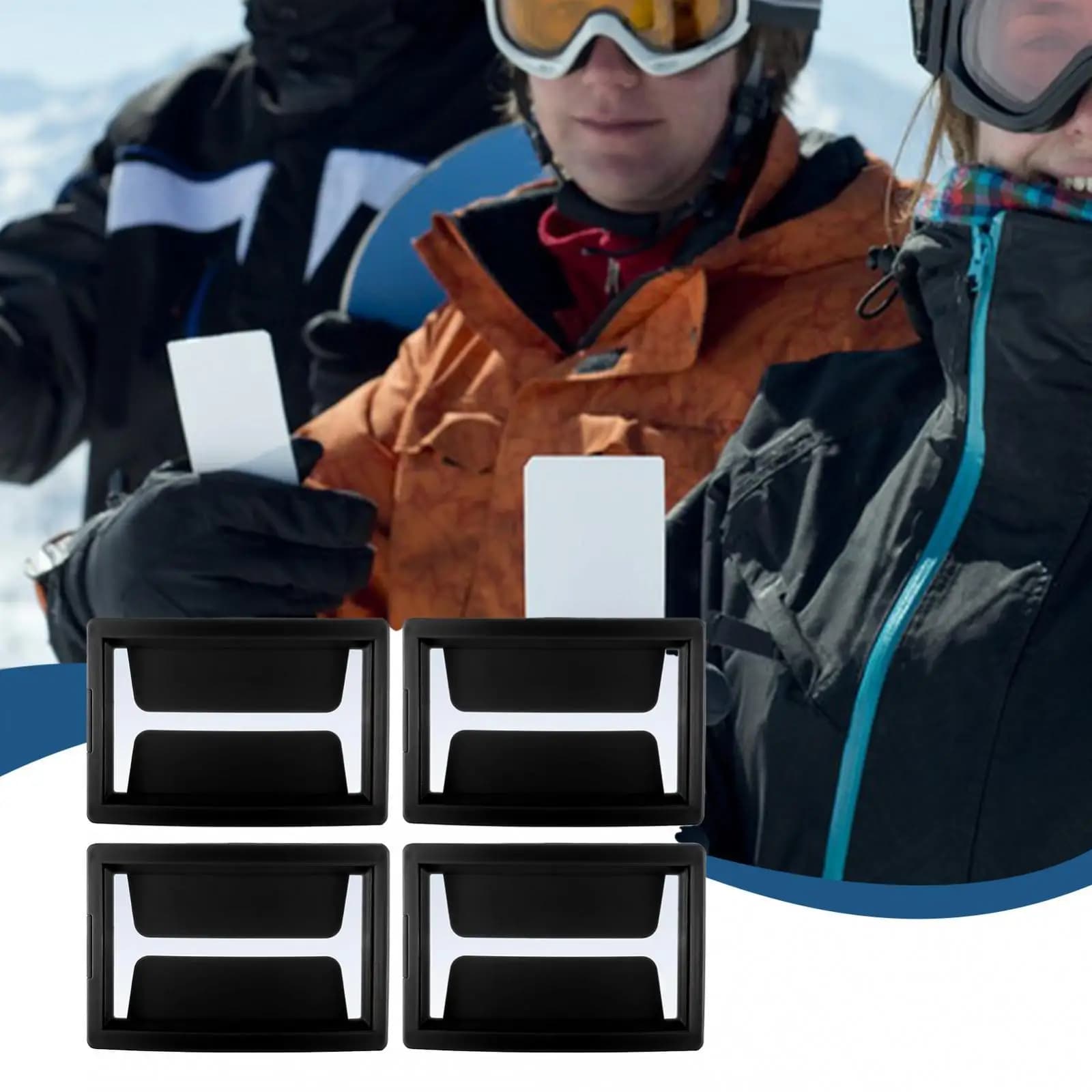 Ski Pass Holder Black ABS Weatherproof Badge Clamp for Goggle and Helmet Mount Downhill Skiing