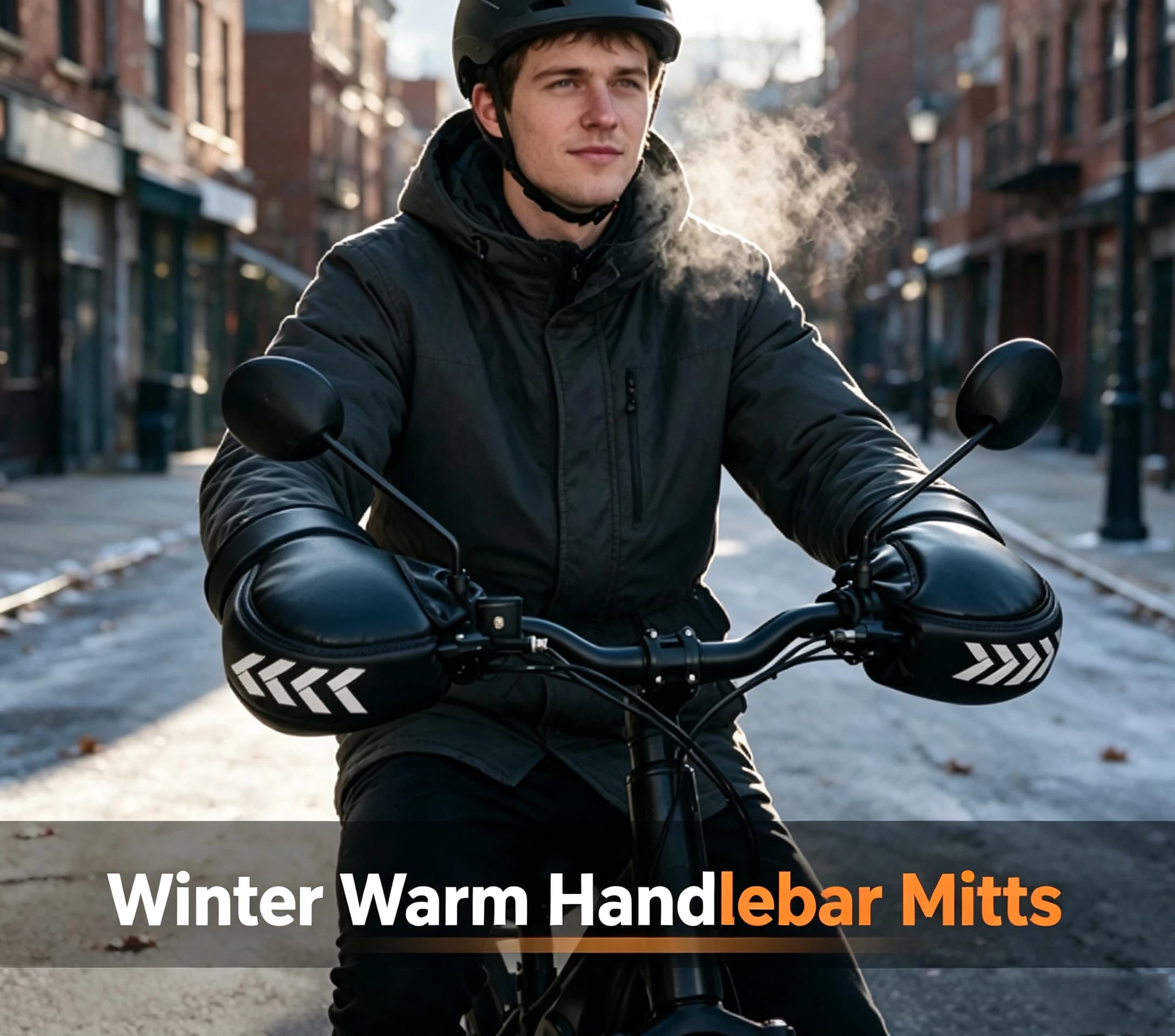 Winter Motorcycle Handlebar Gloves Cycling Waterproof Windproof Warm PU Leather Hand Protective Motorbike Handle Bar Hand Cover