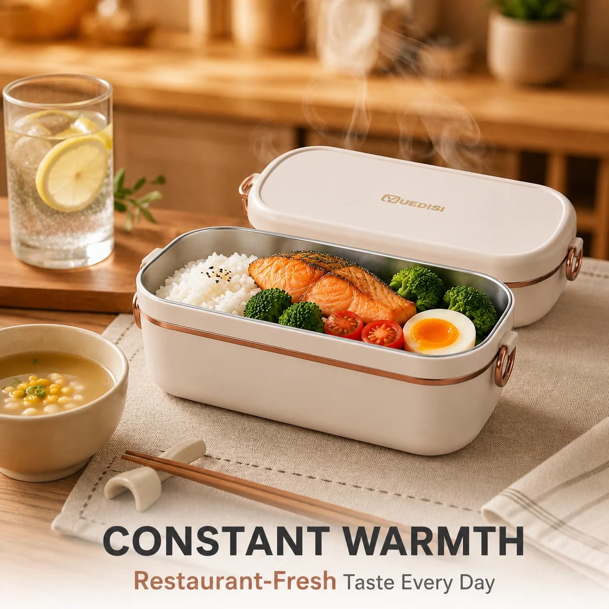 Portable Self-Heating Lunch Box, Leak-Proof and Heat-Retaining—Perfect for Outdoor Camping, Travel, the Office, and Picnics.