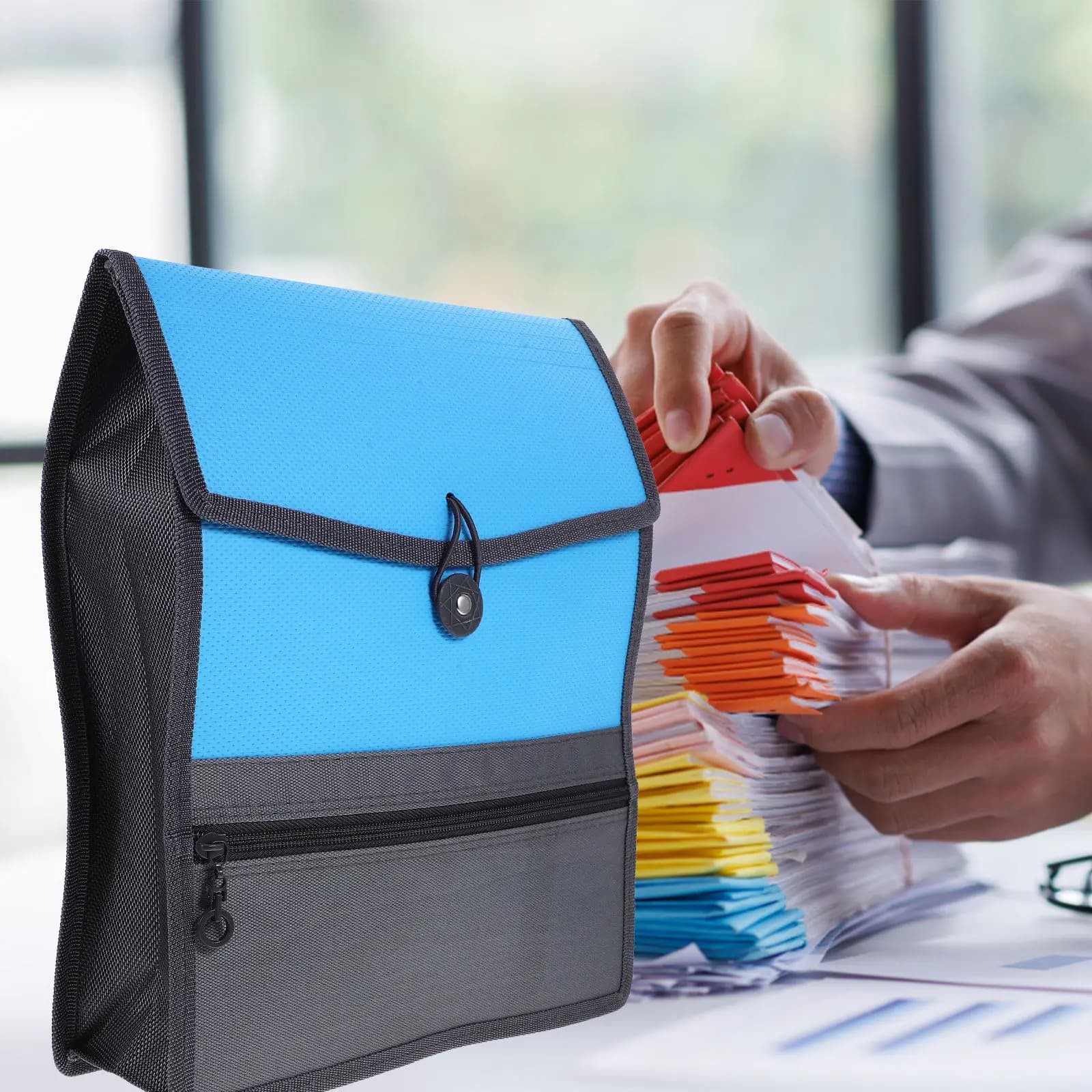 A4 Document File Organizer Canvas Folder Large Capacity Wear Resistant Vertical Design Portable Folder Bag for Business Office