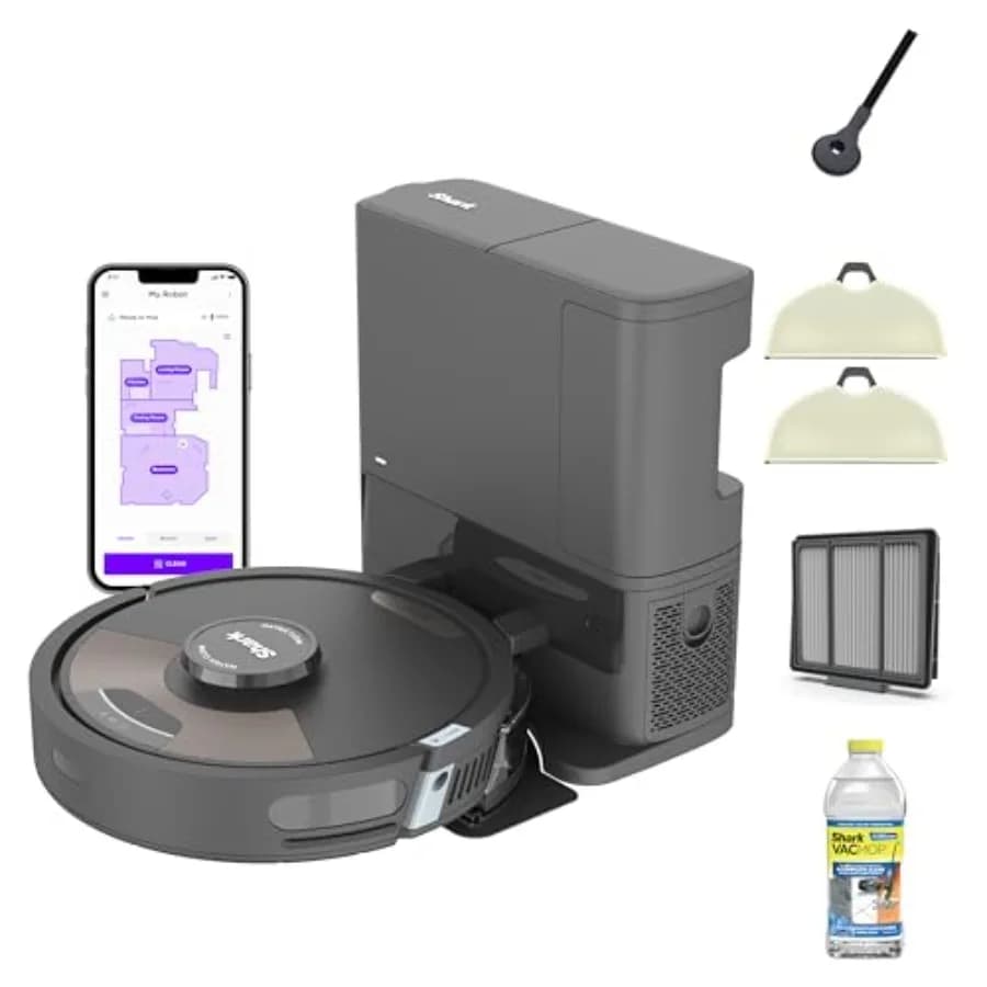 Matrix Plus Robot Aspirapolvere e Lavapavimenti 2-in-1 per Tappeti e Pavimenti Duri, Pulizia Sonica e Potente Aspirazione per Peli di Animali Domestici, Svuotamento Automatico