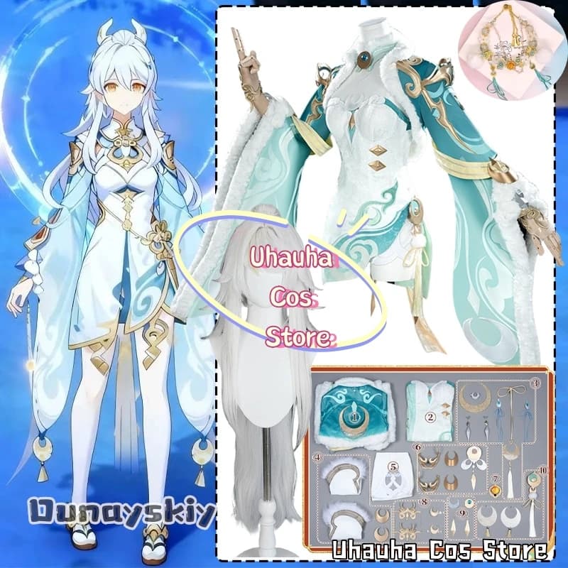 Cosplay Costume by Zibai White Horse Immortal (Genshin Impact) - Winter Dress in Chinese Style Hanfu Uhauha