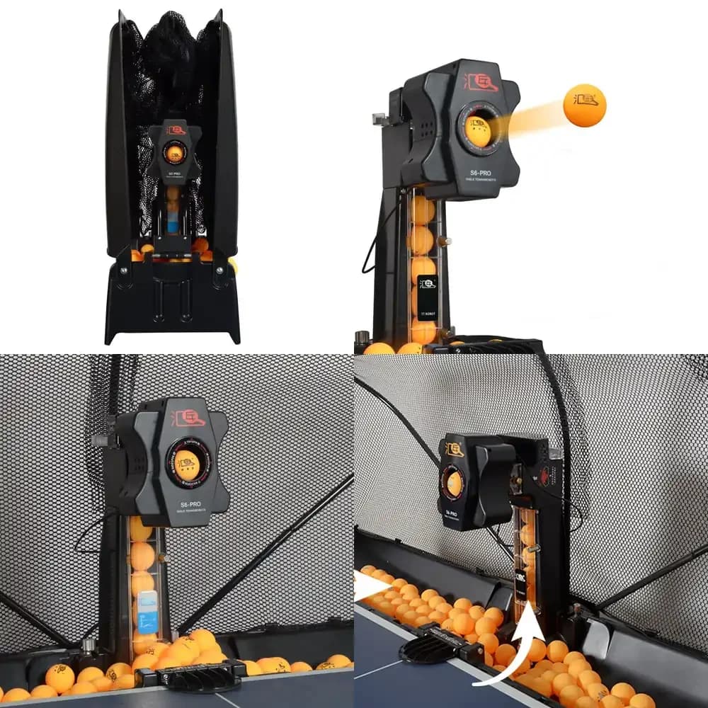 HUI PANG S6 S6Pro Macchina Automatica per Palline da Ping Pong con Rotazione e Posizionamento per Allenamento Club