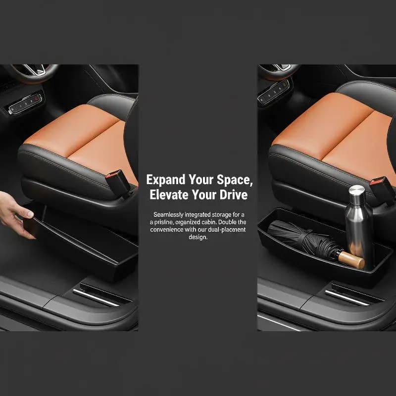 Universal Car Front Seat Storage Box Anti-Slip Under Seat Drawer BPA Free Auto Organizer for Food Snack Storage