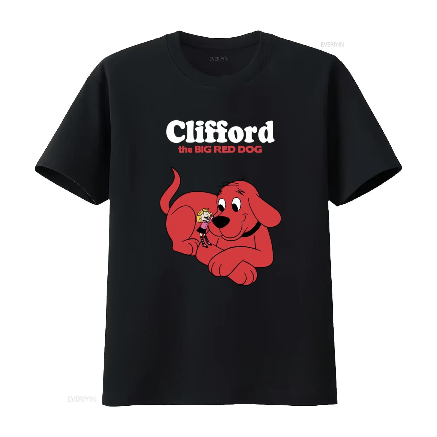 Maglietta Clifford The Big Red Dog per bambini e adulti, design a fumetti stampato per feste di compleanno in famiglia, stile vintage lavato alla moda