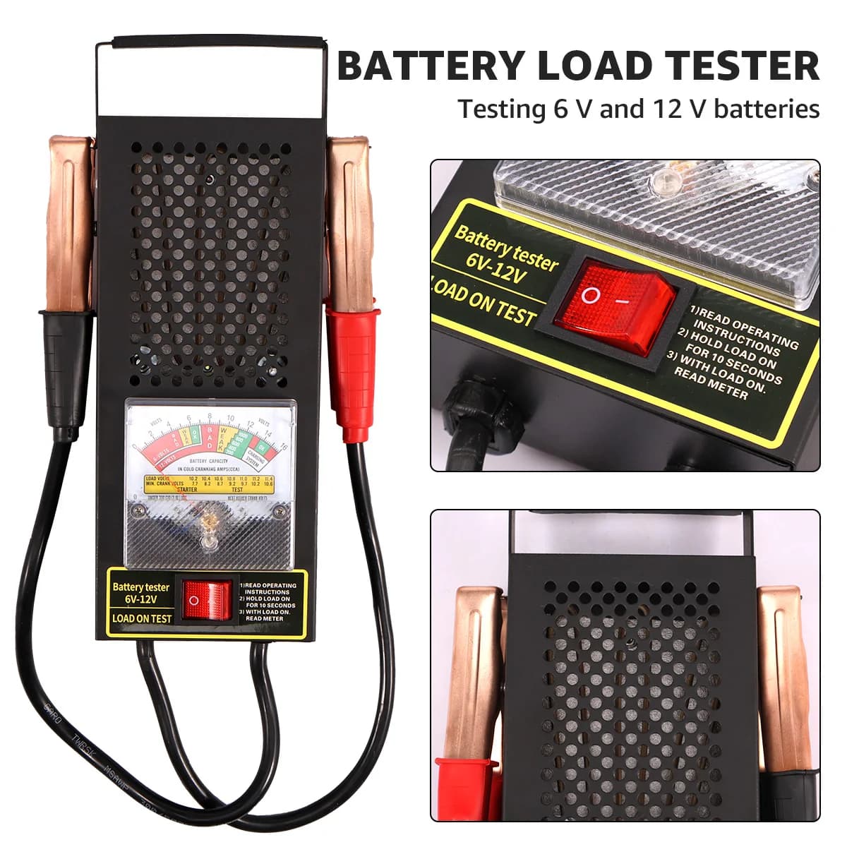 Car Battery Load Tester 6V-12V 100Amp Automotive Battery Load Checker 1000 CCA Max Portable Battery Charging System Checker