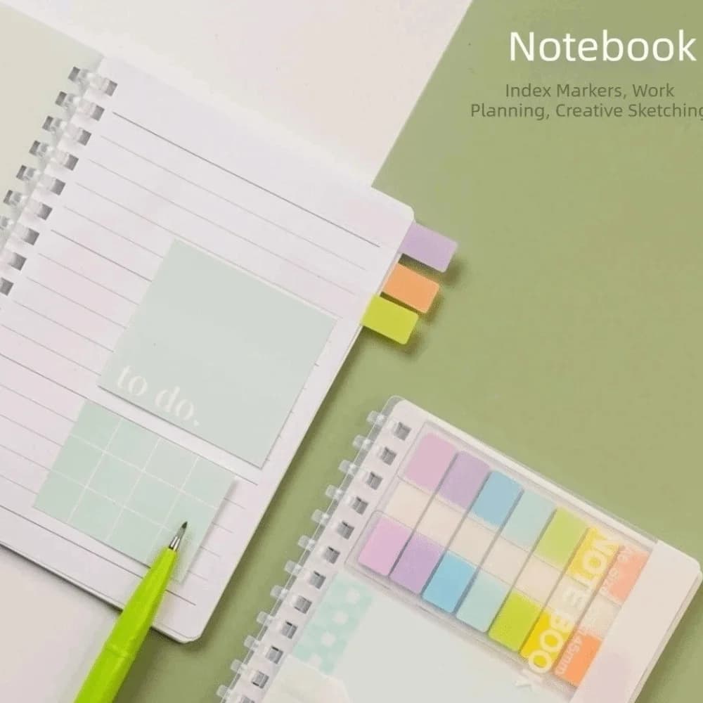 Loose-Leaf Memo Pads Morandi Color Adhesive Expanding Sticky Notes Soft Coil Double-Sided Reusable Repositionable Index Tabs