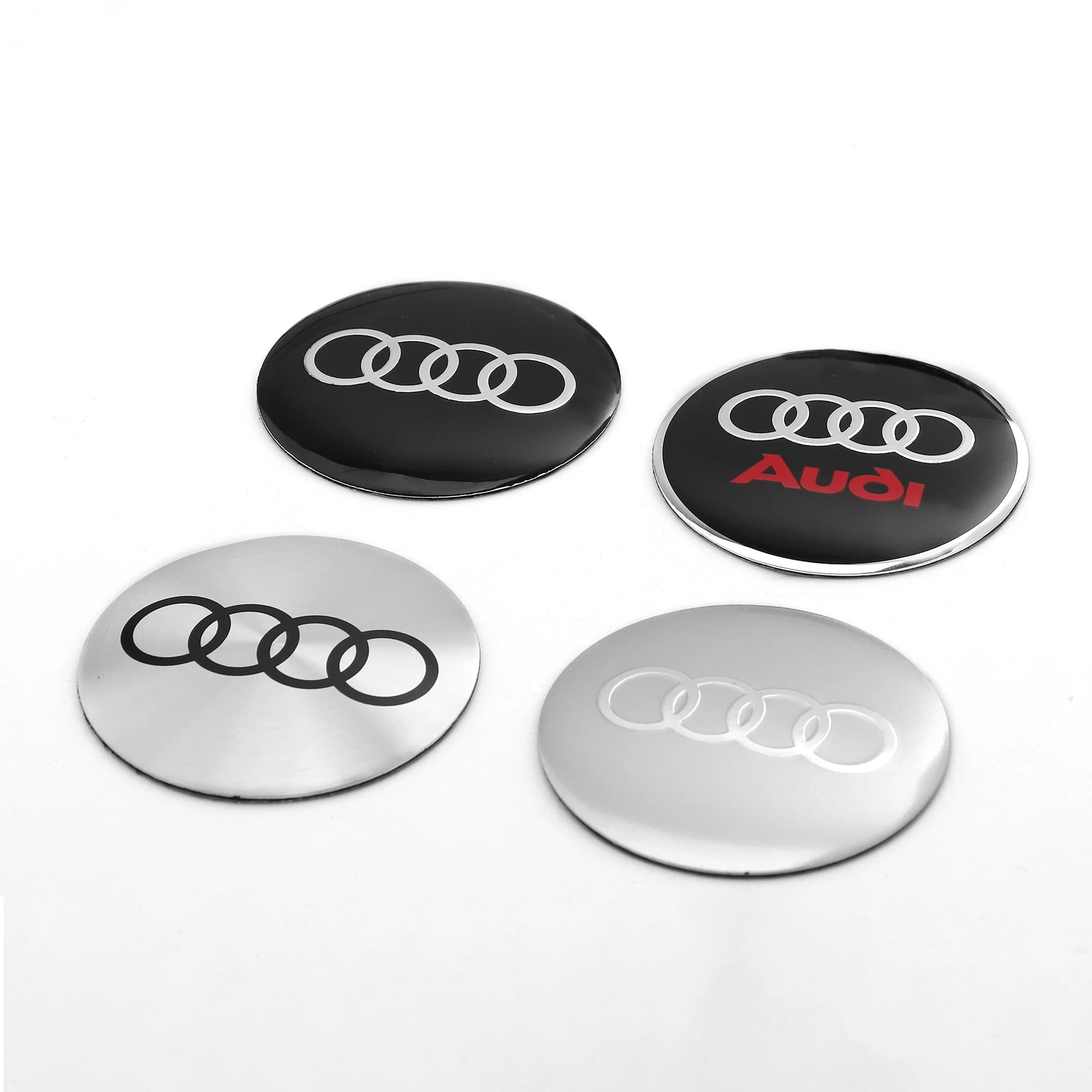 4 pezzi 56/60/65MM Coprimozzi per Ruote Auto con Adesivi Decorativi per Audi Sline A4 B8 A3 8P A6 C7 8V B6 B7 Q5 A1 A5 C6 Q3 Q7