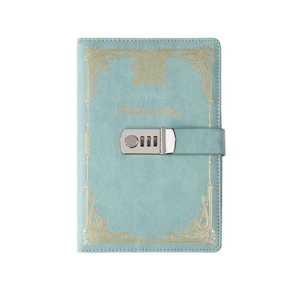 PU Leather Journal Notebook With Lock Hard Cover A5 100Sheets Diary Writing Pads Line Paper Retro Lockable Secrets Journal Gift