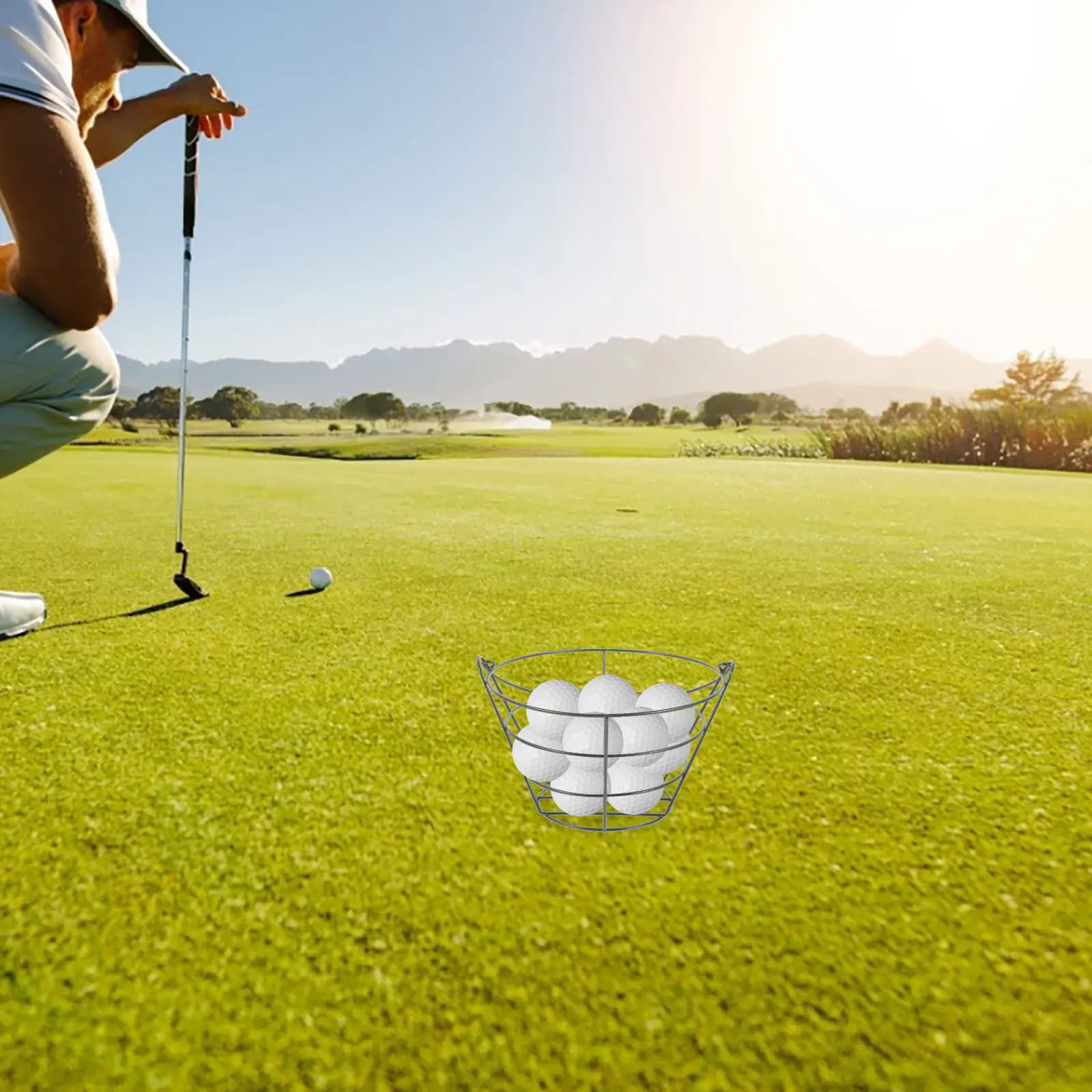 Golf Ball Basket Lightweight Steel Ball Storage Container Portable for Golf Driving Range Sports Club Accessory