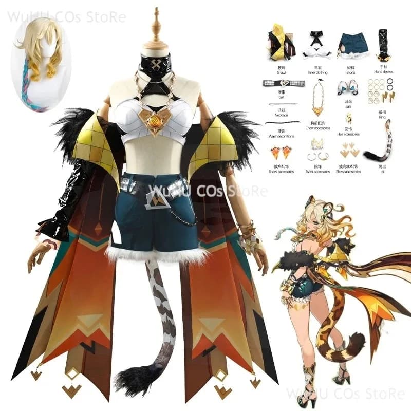 Genshin Impact Cosplay Costume Cos Xilonen Wig Party Uniform Women Hallowen Play Role Clothes Clothing Full Seta;k6;8',