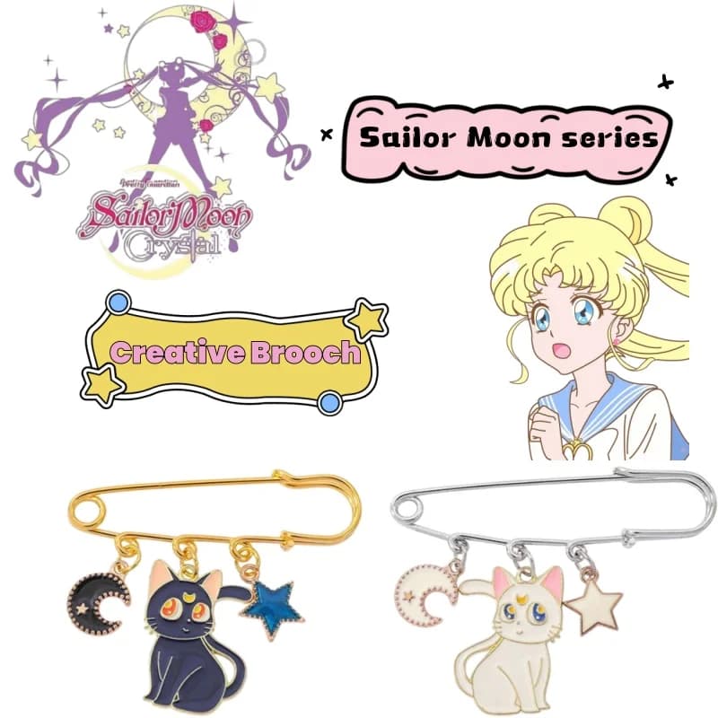 Japanese-style cartoon anime personality beautiful girl warrior metal creative brooch cute cat alloy badge clothing accessory