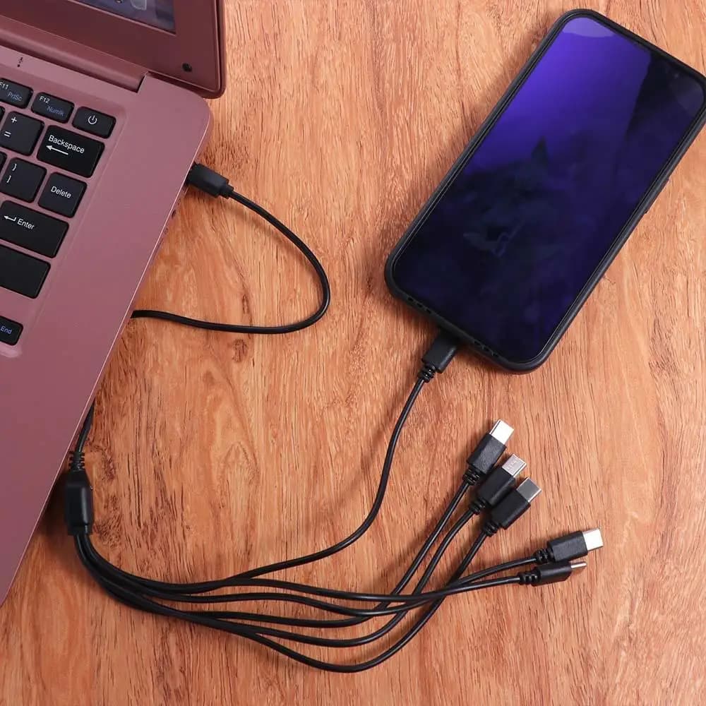 6 in 1 Type-C USB C Splitter Cable Micro-USB 50cm8150cm Multi USB C To USB C Cable Black USB Y Splitter