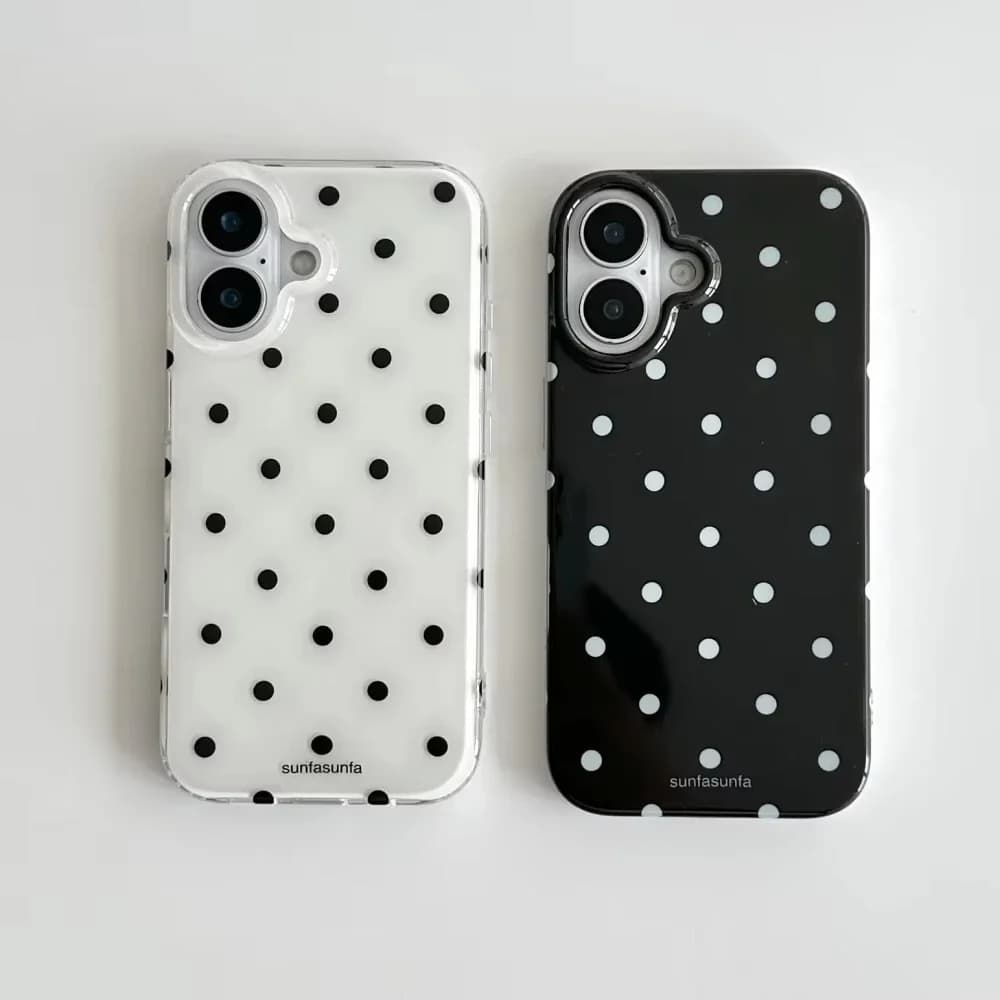 Custodia per telefono minimalista a pois in bianco e nero per iPhone 17 16 15 14 13 12 11 Pro MAX XR XSMAX 7 8 Plus Y2K Cover antiurto