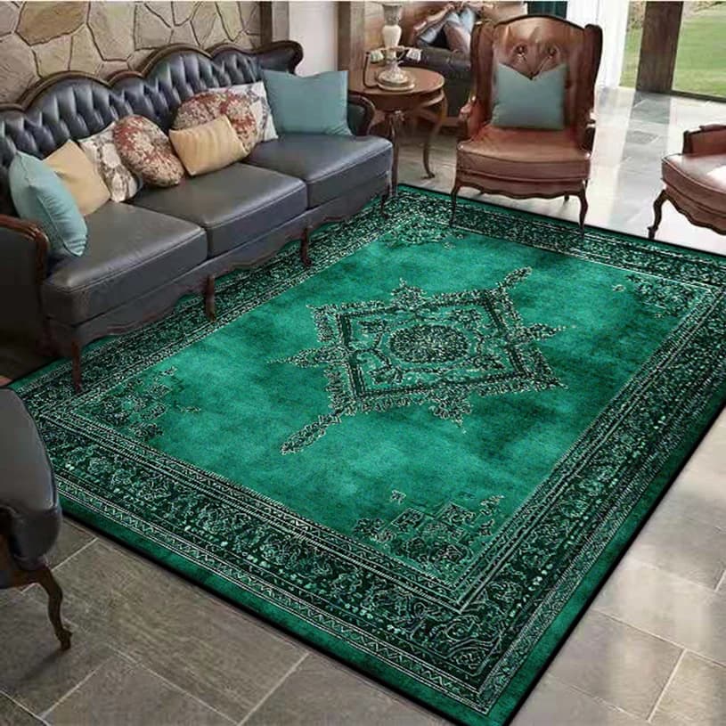 Green carpet Persia Living room decor Bedroom Anti-slip Mat Easy to clean Sofa area Living room carpets Washable entrance hall carpets