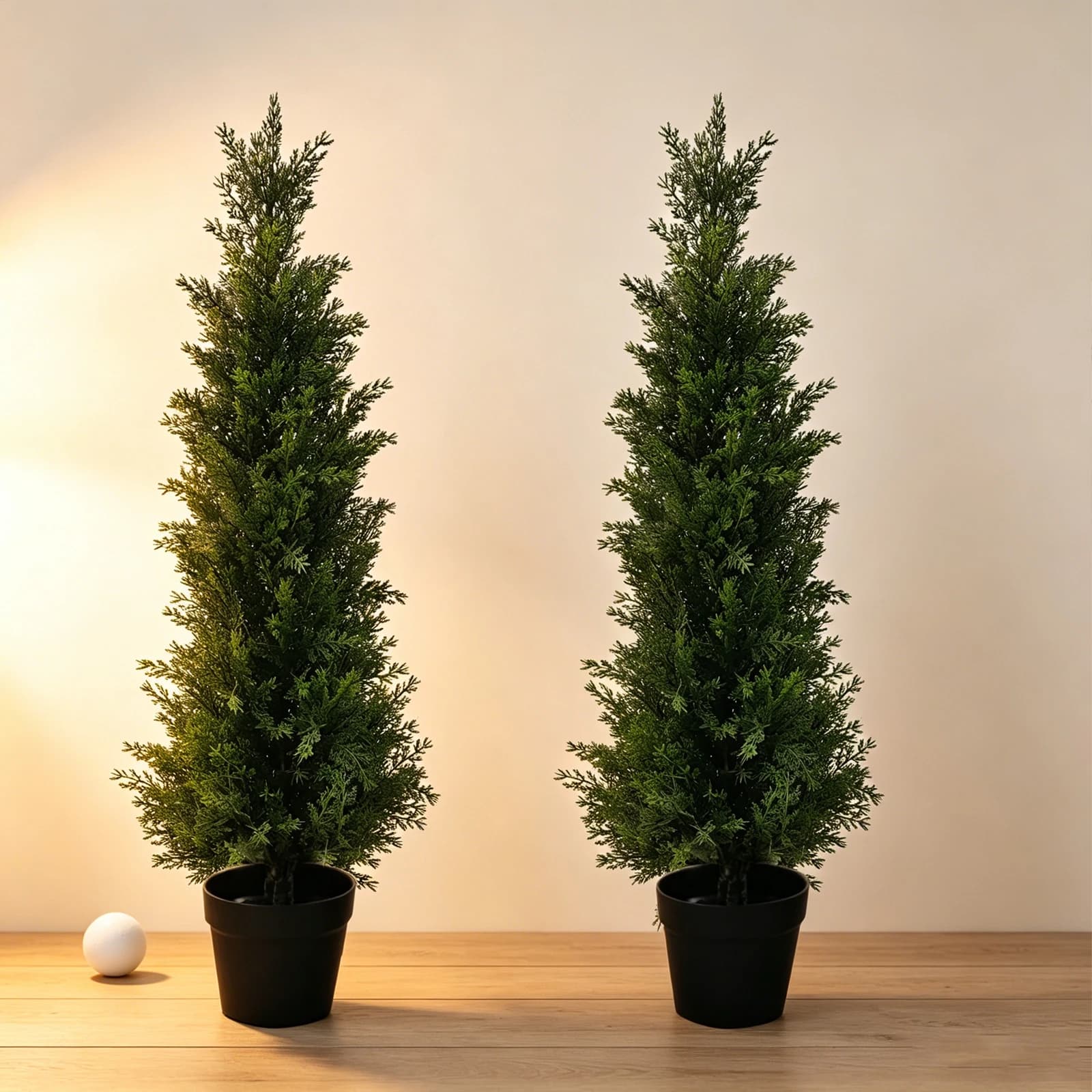 Set di 2 Alberi di Cedro Artificiali Alti 90 cm, Pianta in Vaso di Cipresso Finto con Protezione UV per Esterni, Arbusti Sempreverdi Realistici per Decorazione Ingresso e Portico, Non Richiede Irrigazione