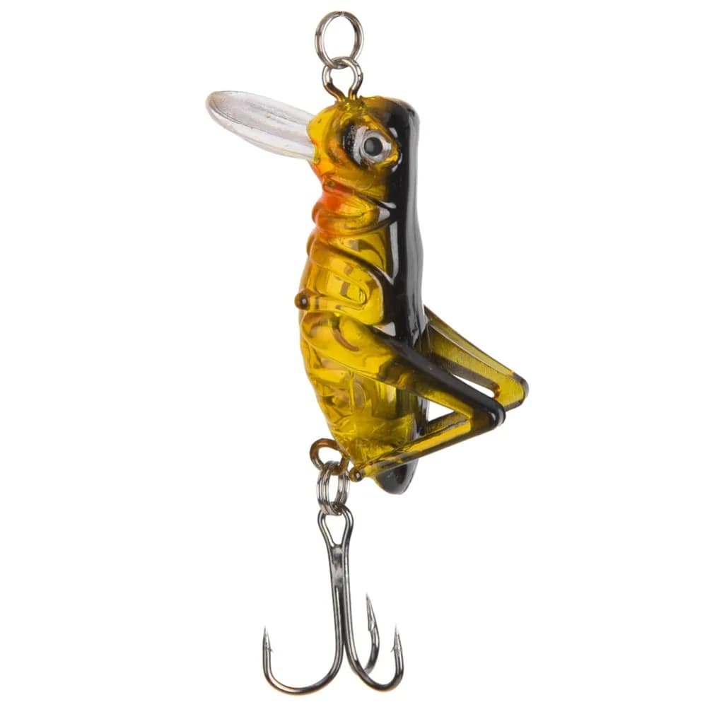 5PCS 3.5cm 8g Cricket Grasshopper Lures Hard with Treble Hook Cricket Fishing Lures Mini Grasshopper Fishing Lures Bass Fishing