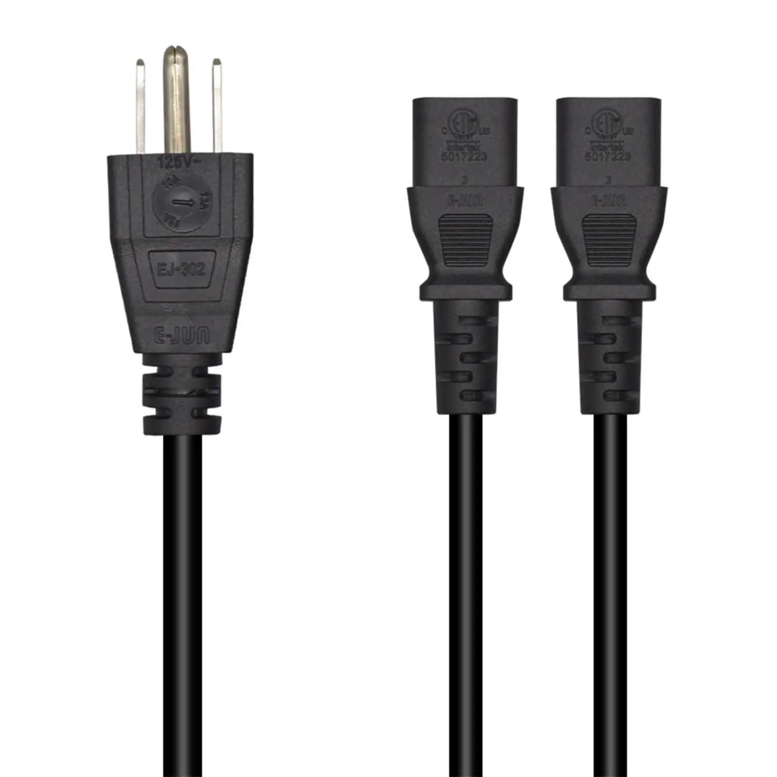 5-15P 2x IEC320 C13 Power Supply Cable, 3 Pin Durable Conversion Cable for Cameras, Computers, Electric Bullers, Sewing