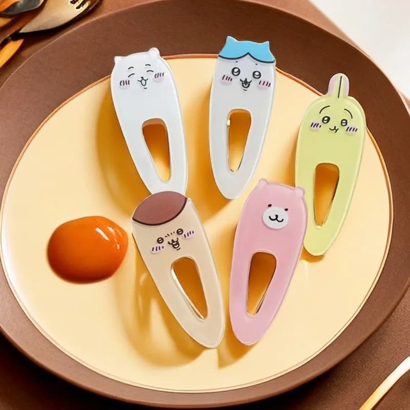 Nuova Serie di Fermagli per Capelli Chiikawas, 2 Pezzi, Design Creativo con Stampa, Clip a Becco d'Anatra in Acrilico, Regalo di Compleanno per Donne