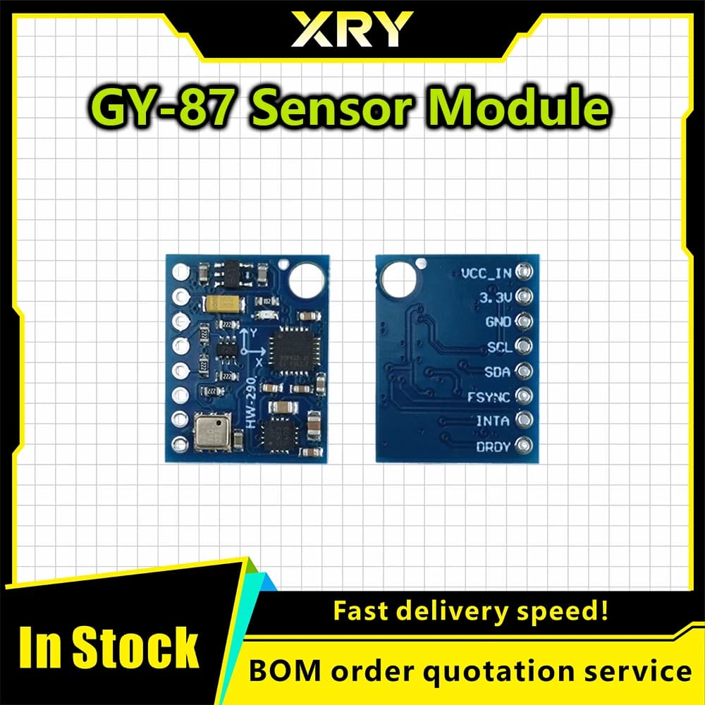 XRY GY-87 Modulo sensore IMU 10DOF con MPU6050/HMC5883L/BMP180 - Scheda di fusione a triplo sensore compatibile per arduino