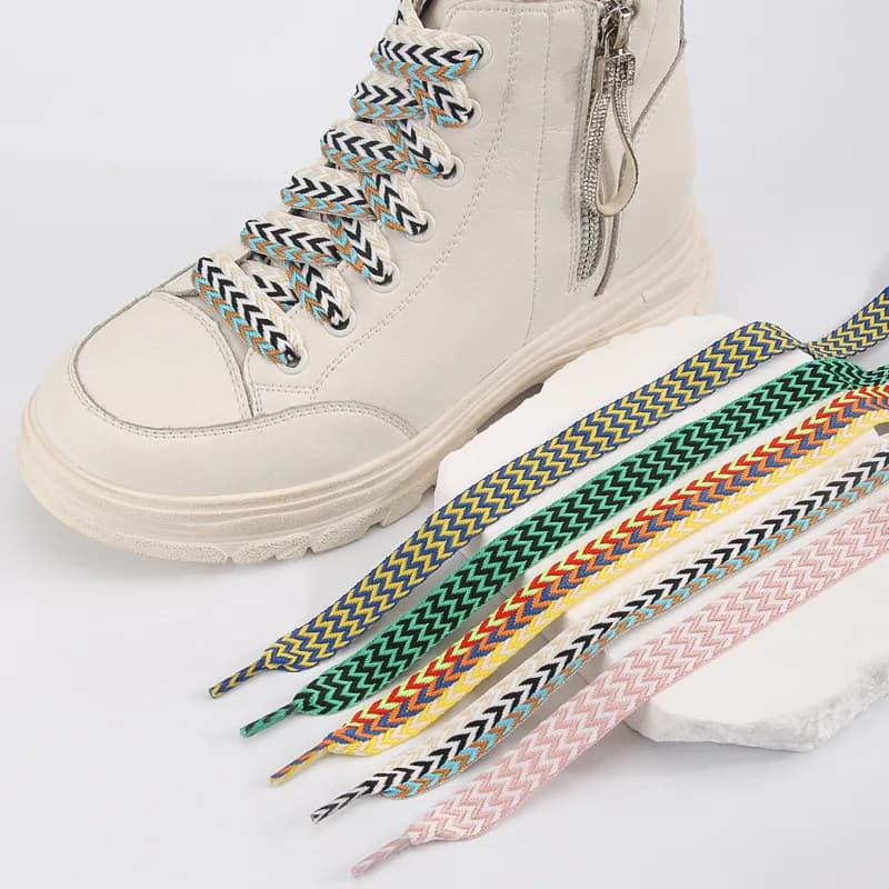 1 paio nuovo 1.5 cm onda larga lacci grassi donna uomo casual scarpe piatte lacci sostituzione scarpa da ginnastica scarpe in pizzo picchetti lacci delle scarpe