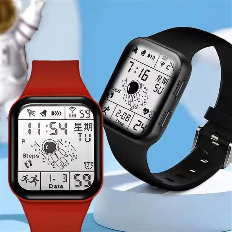 Orologio digitale alla moda per uomo donna bambino Astronauta Orologi sportivi resistenti al sudore Orologio multifunzione Orologio da polso elettronico per studenti