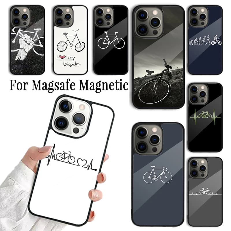 Cover per telefono sportiva Beat Heart BIKE CYCLING per iPhone 17 AIR 16 15 14 13 12 11 Pro Max Plus con scocca magnetica wireless Magsafe