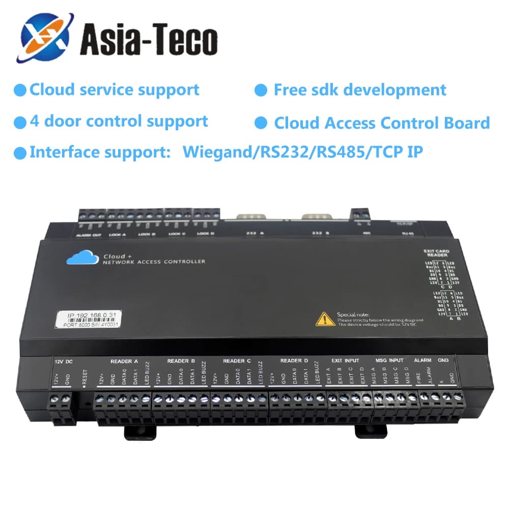 HTTP MQTT TCP IP Cloud Access Controller Panel Network WEB WAN Wiegand RS232 RS485 scheda di controllo accessi Ethernet a 4 porte SDK gratuito