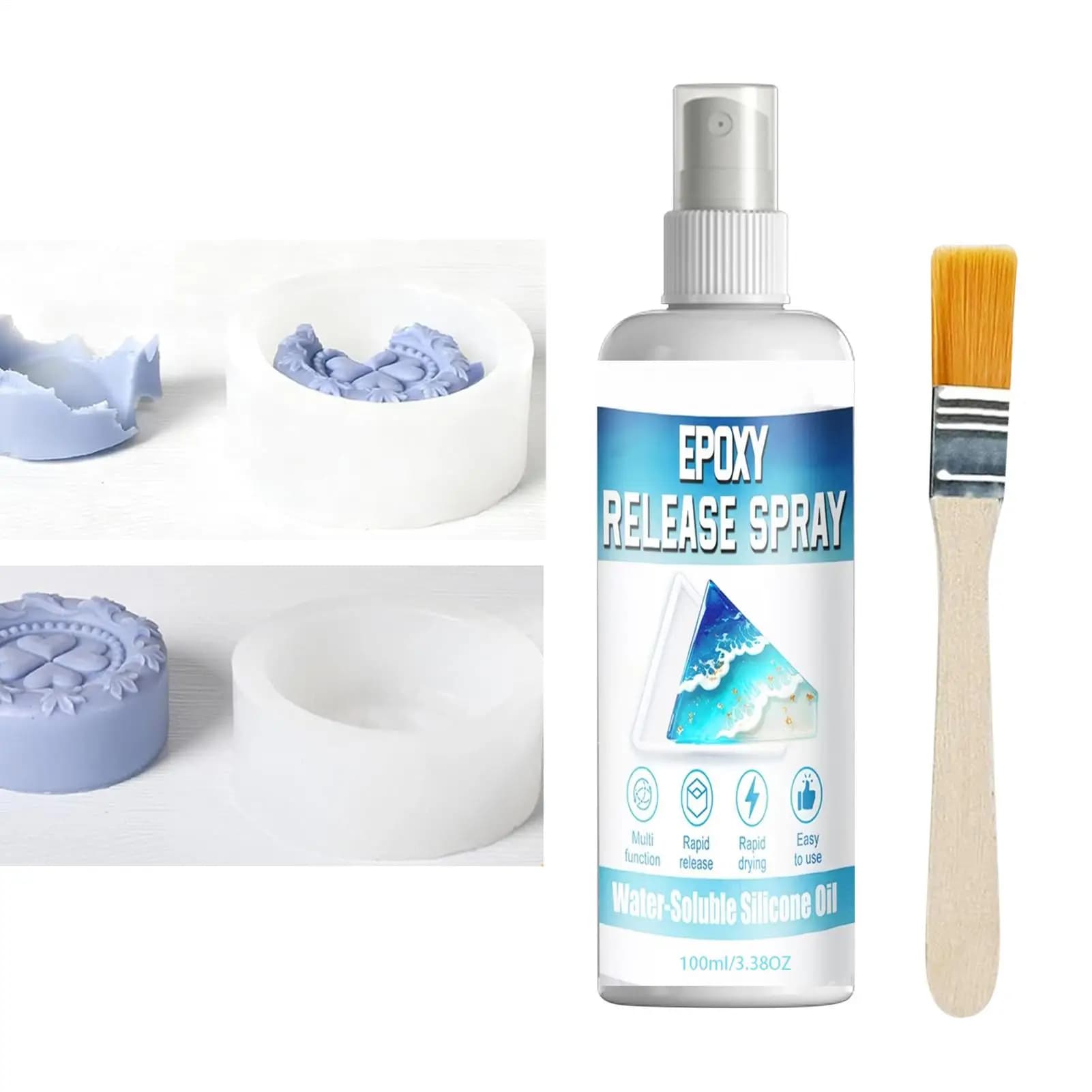 Spray Distaccante per Stampi in Resina 100ml, Agente Rimozione Stampi, Spray Distaccante per Resina Epossidica, per Candele, Saponi, Calcestruzzo, Gesso, Artigianato Domestico