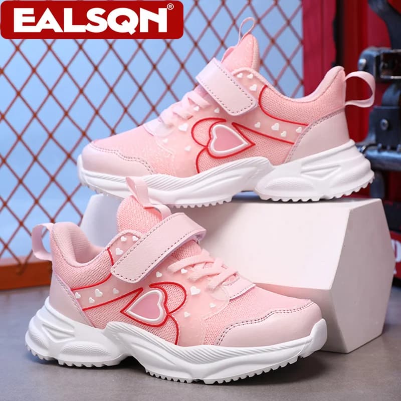Women's Casual Shoes Breathable Pink Networked Kids Running Shoes Lightweight Kids Sport Gymnastics Shoes For Kids