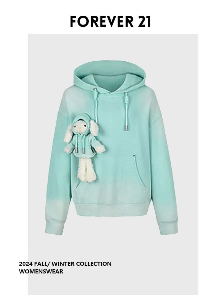 Felpa con Cappuccio Invernale Forever 2 Adient Hat da Donna, Design Sensazione Bambola, Top Casual a Maniche Lunghe per il Pendolarismo