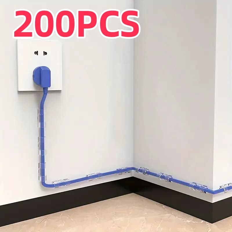 200/10 pcs transparent plastic cable clips transparent cable organizers for cable stickers for wall and desk cable management