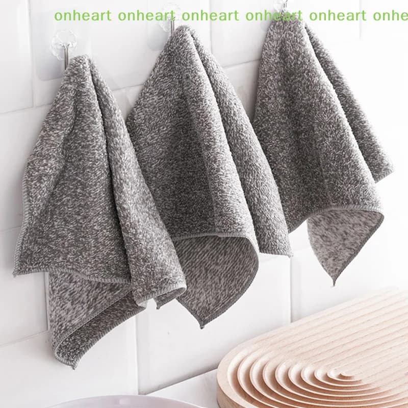[C]Kitchen Soft Cleaning Towel Charcoal Fibre Cleaning Cloth Dishcloth Absorbent Non-stick Oil Rags Pot Dish Washing Wipe Cloth