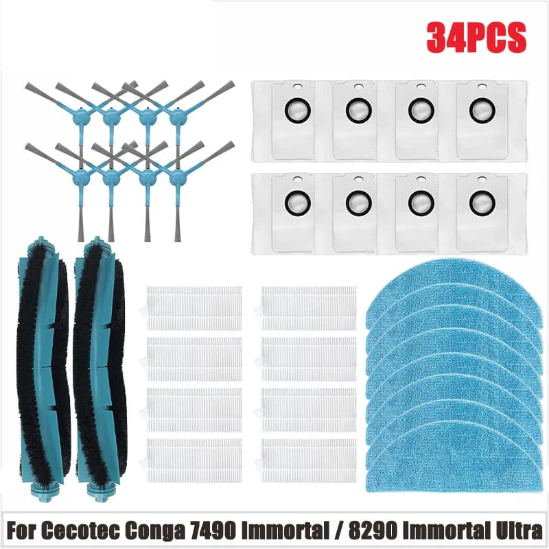 Per Cecotec Conga 7490 Immortal / 8290 Immortal / Kabum Smart 900 Aspirapolvere Pezzi di ricambio Spazzola Mop Filtro Parte Accessori