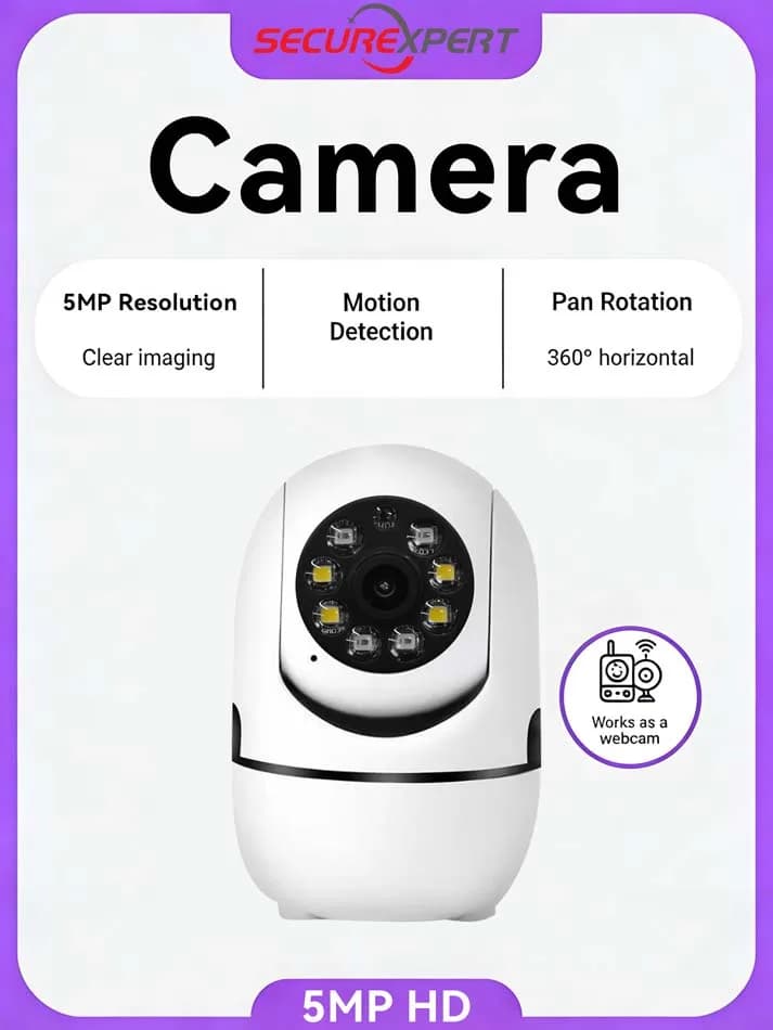 Telecamera di Sicurezza Domestica Intelligente PEGATAH 2K 360° ° Monitor Video per Bambini con Tracciamento Automatico PTZ, Rilevamento Umano AI e Visione Notturna