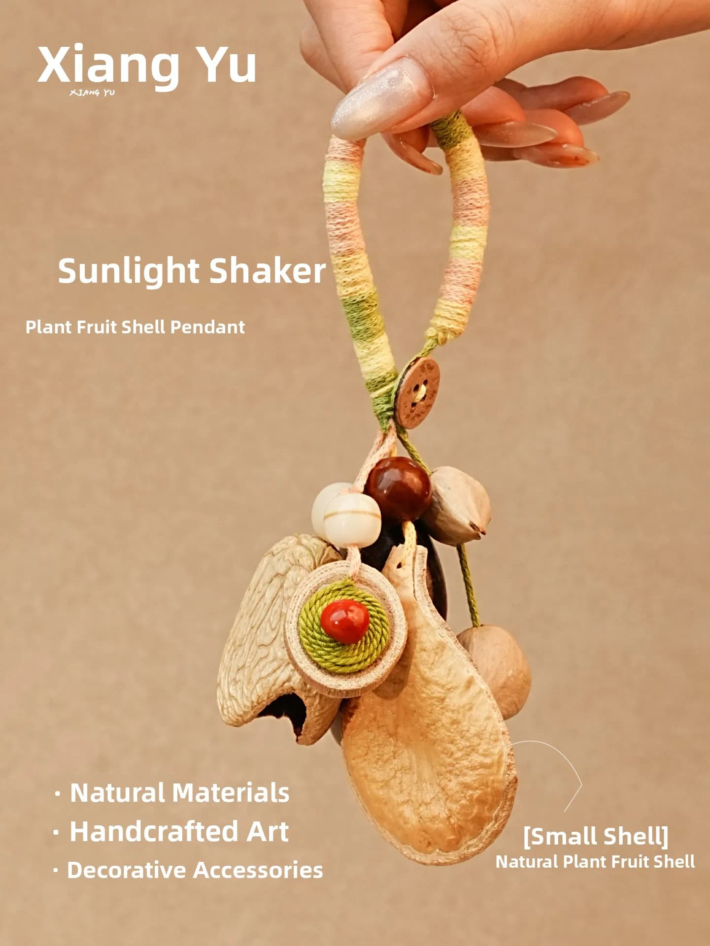 Healing Handmade Handshake Bell Natural Plant Car Bag Ornament Sound Therapy Healing Gift Home Decor Wind Chime Accesso...