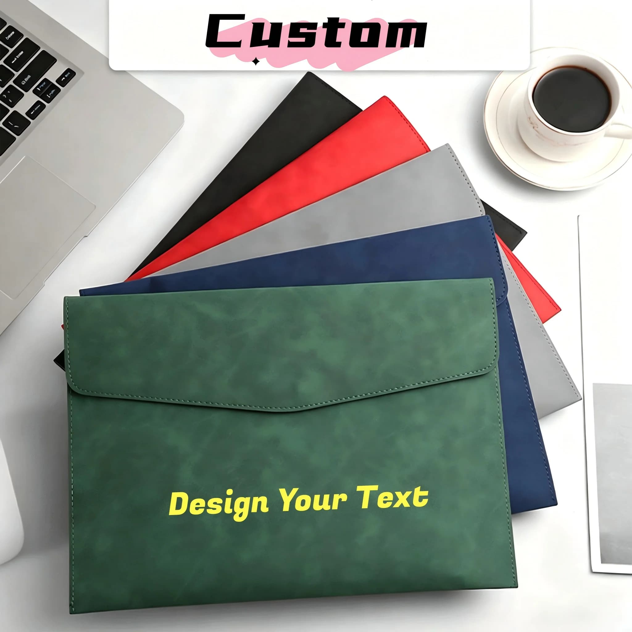 Personalized A4 Leather File Folder Briefcase Customized Fashion Simple Big Capacity Waterproof Document Bag Data Contract Bag