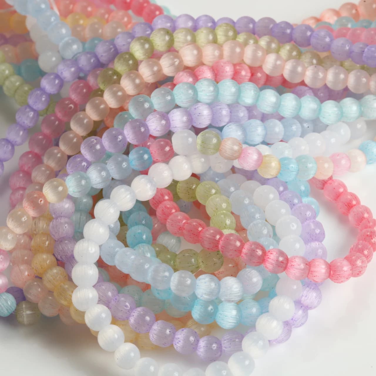 Multi Size 4 6 8mm Cat Eye Glass Round Spacer Beads Loose Beads For DIY Jewelry Handmade Weaving Bracelet Necklace Accessories