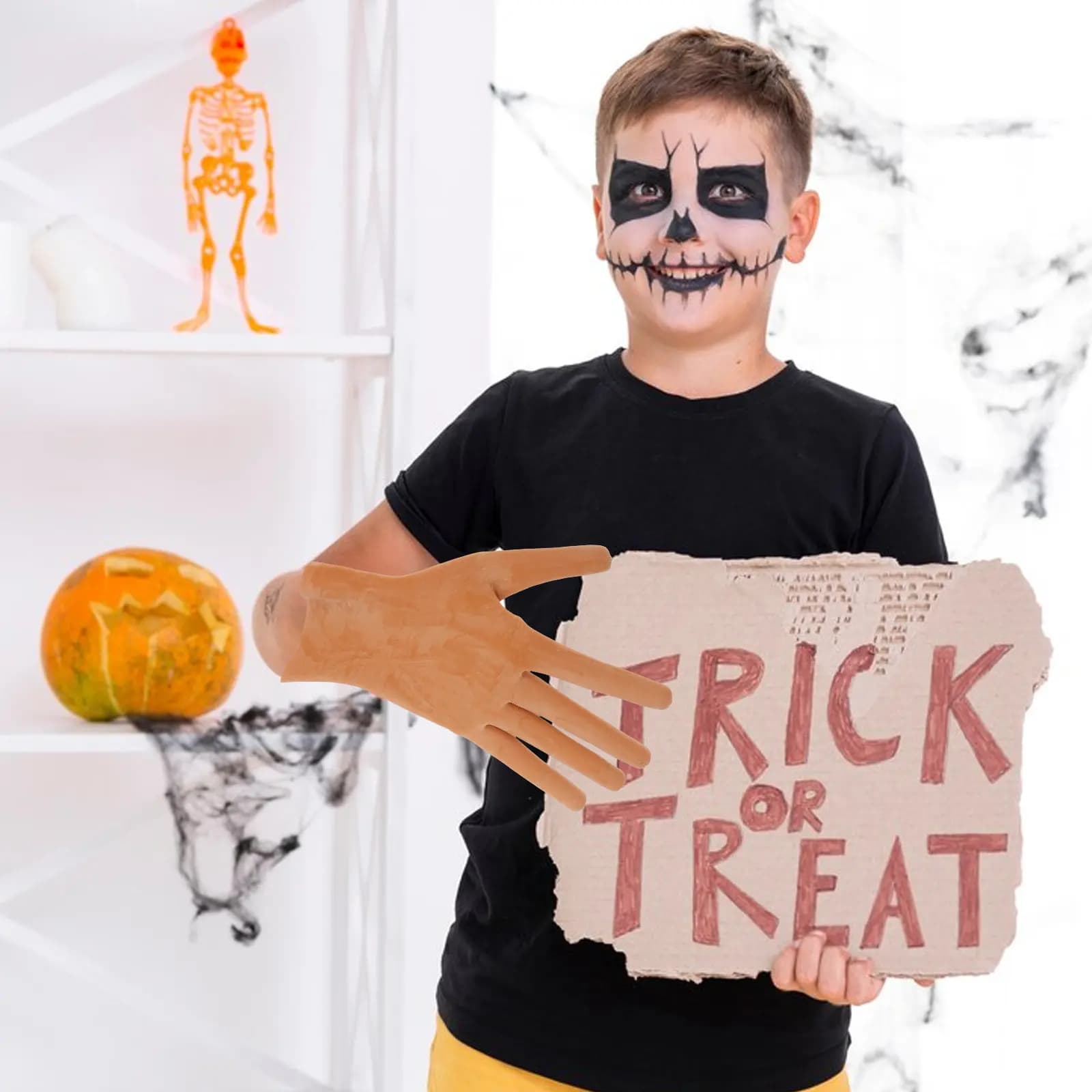 1 paio di guanti in lattice con dita intere, accessorio per costume, festa di Halloween, cosplay, vestito gotico, oggetti di scena spaventosi