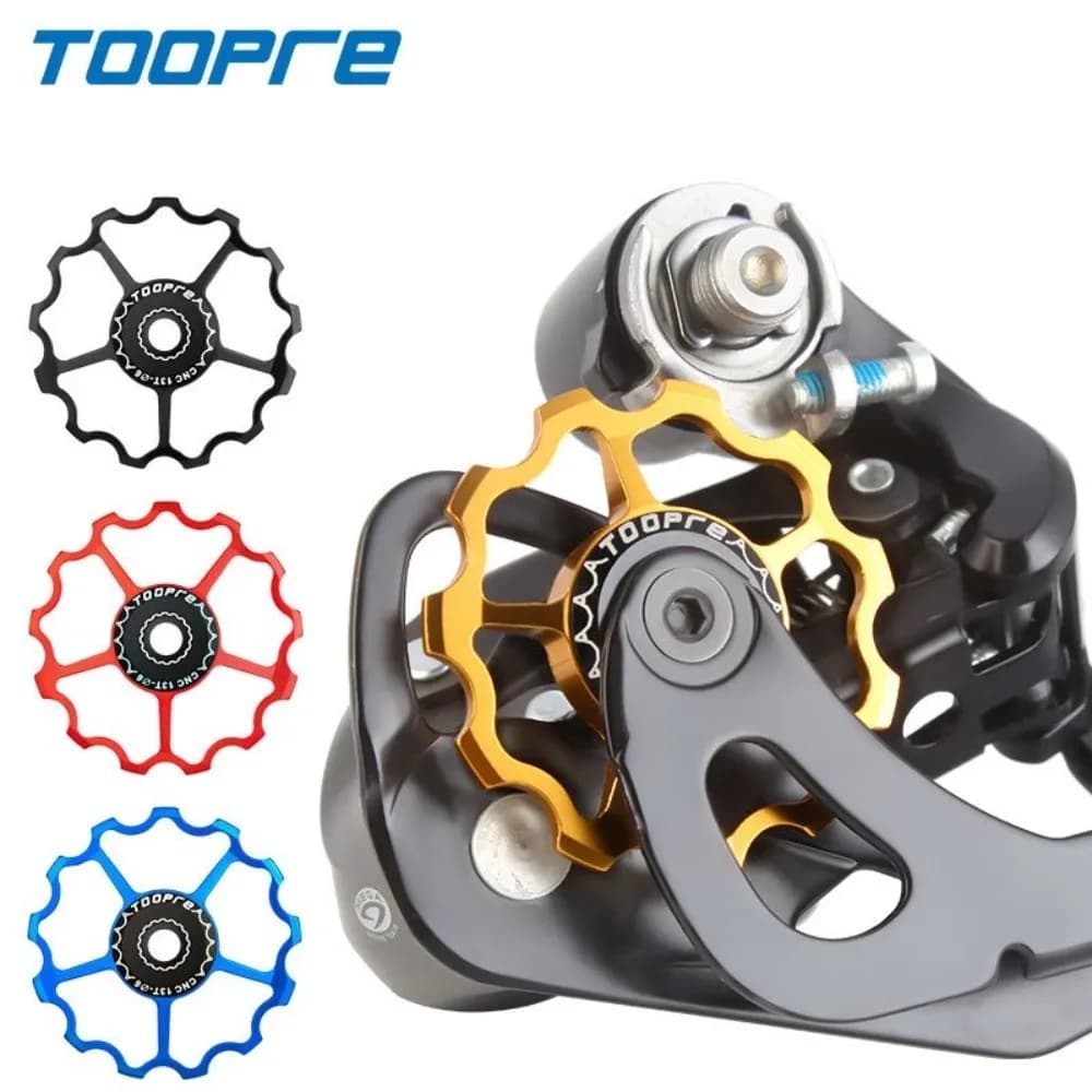 Ruota Guida Deragliatore Posteriore Bici in Lega di Alluminio con Cuscinetti in Acciaio, Ruota Deragliatore per Mountain Bike 11T 13T, Ruota Tendicinghia Leggera per Bici