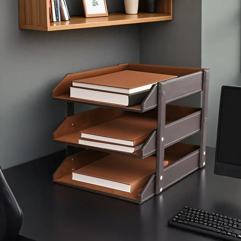 Organizer da Scrivania in Pelle di Lusso, Kit per Ufficio Dirigenziale, Portaoggetti per Professionisti, Vassoi Portadocumenti