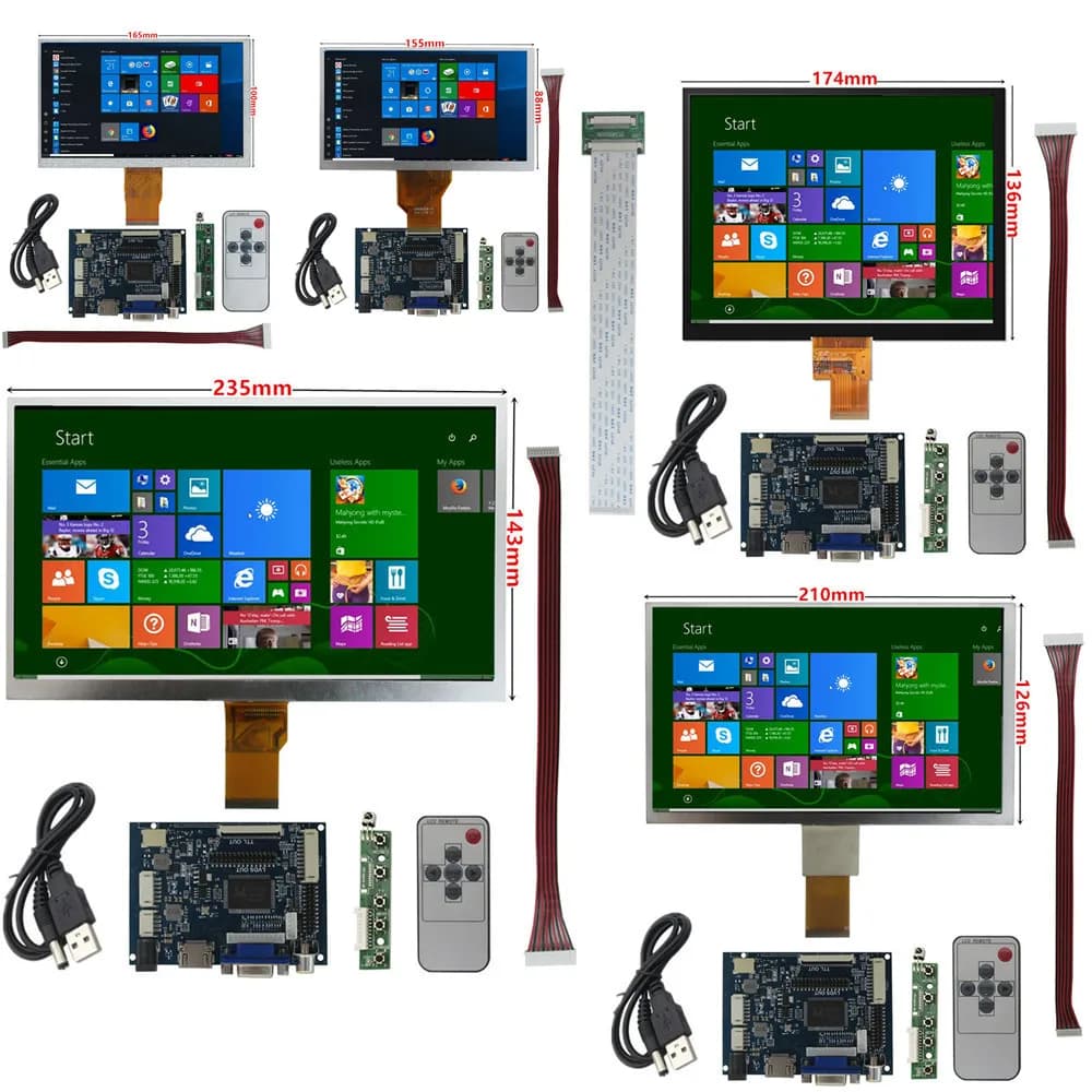 LCD Screen Kit with VGA AV HDMI Driver Card, 6.5/7/8/9/10.1 Portable Monitor for Lattepanda, Raspberry Pi, Banana Pi, PC
