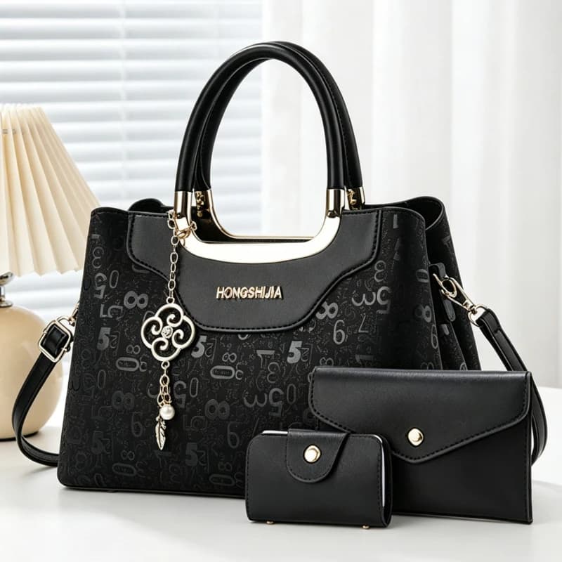 3-piece Fashion Women's Handbag Set, Light Luxury Digital Print Crossbody Bag for Women, Large Capacity Multi-Pocket Shoulder